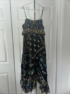 NWOT Farm Rio Winter Garden Smocked Floral Black Maxi Dress with Ruffle Hem